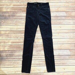 AG Adriano Goldschmied Velvet Farrah High Rise Skinny Jeans Navy Blue